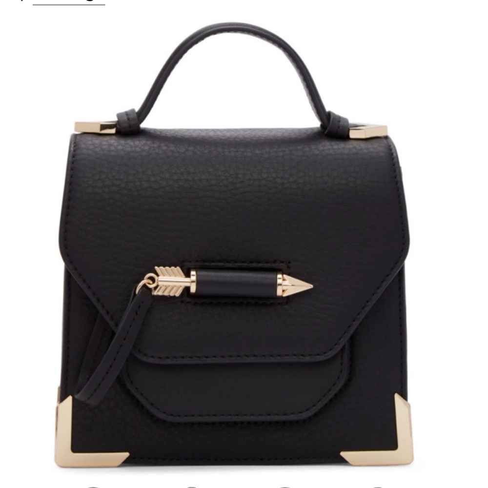 Mackage Black Mini Top-Handle Bag with Gold Hardware